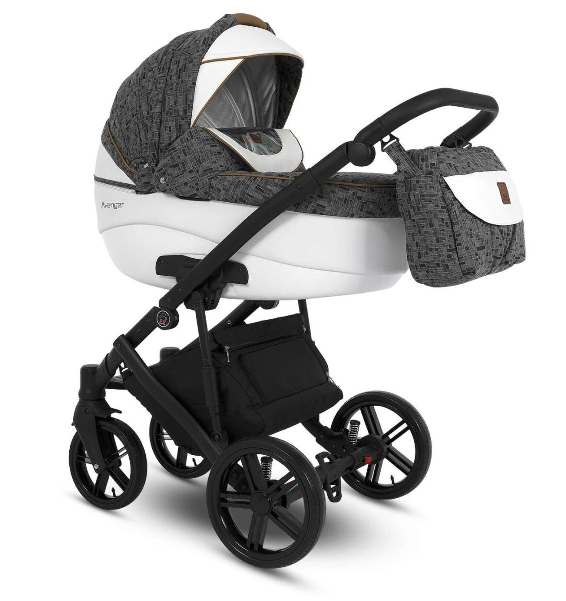 Коляска Camarelo Avenger 2 в 1серый жаккард/белая экокожа