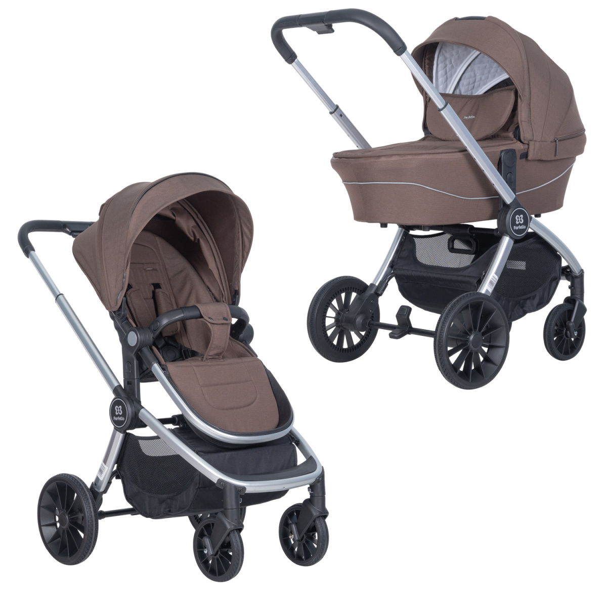 Коляска модульная 2в1 Farfello Baby shell BBS (BBS-16 Brown/Коричневый / серебро)