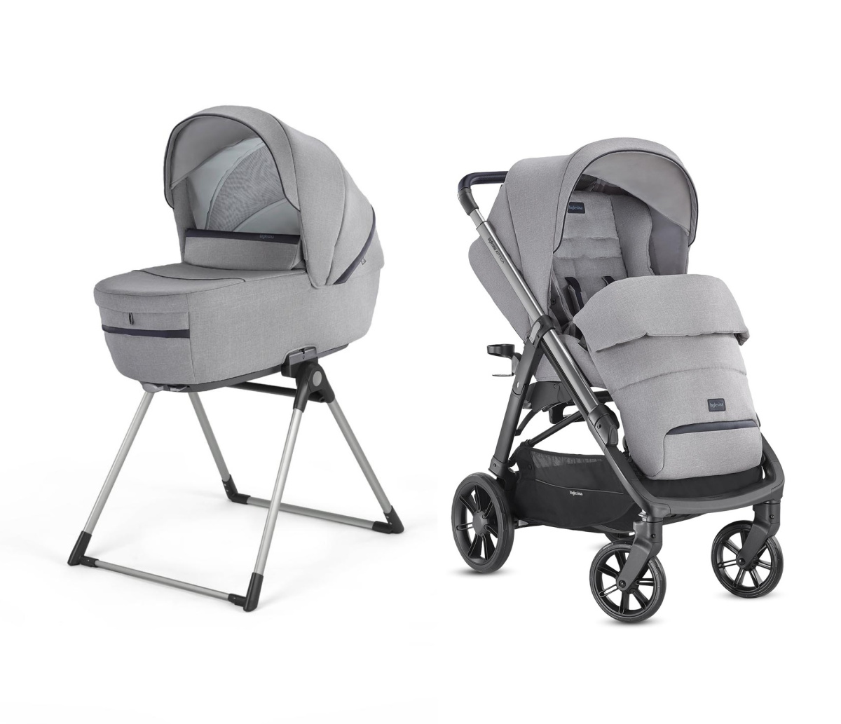 Коляска 2 в 1 Inglesina Aptica  с подставкой под люльку Stand Up, Silk Grey